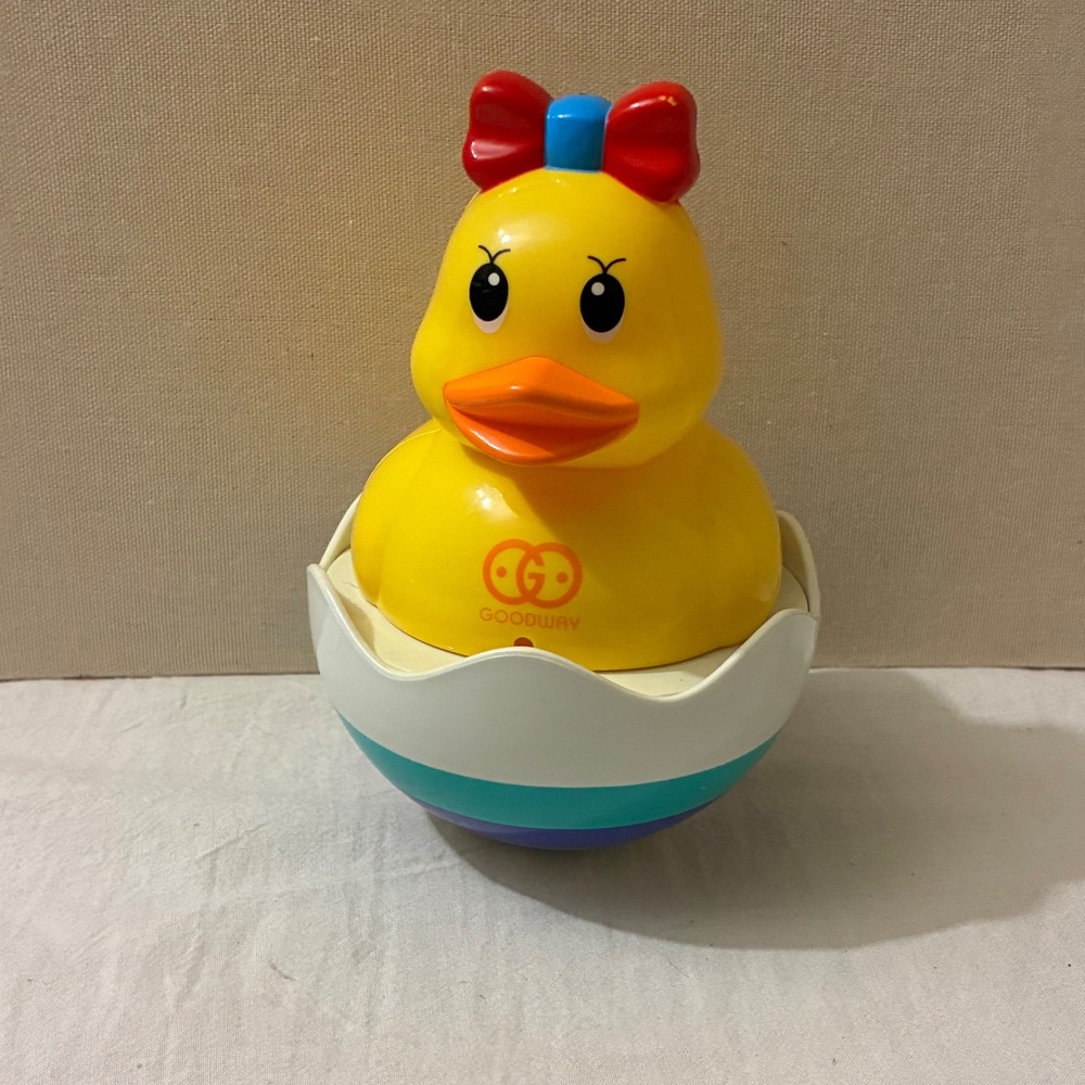 Goodway Yellow Duckling Wobble Roly Poly Toy in Eggshell Base Kids Toy
